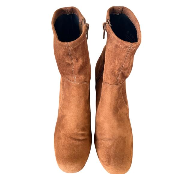 Naturalizer Rebecca Mid-Calf Boots Booties Womens Size 7 Rust Faux Suede Heels - Picture 7 of 10